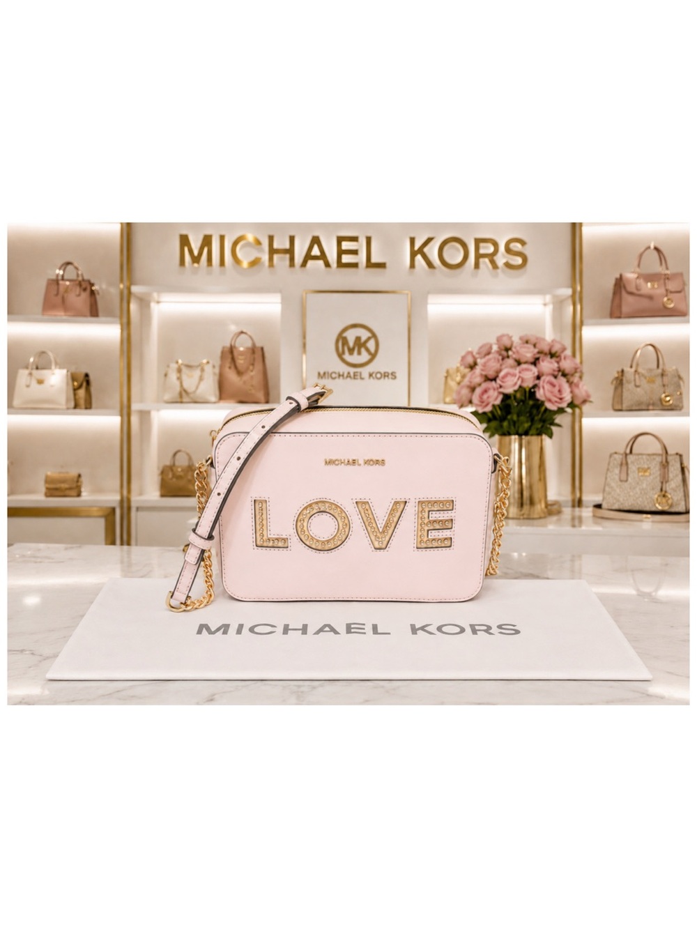 Michael Kors Ginny “Love” Limited Edition Camera Bag & Free Bag Charm & Dust Bag